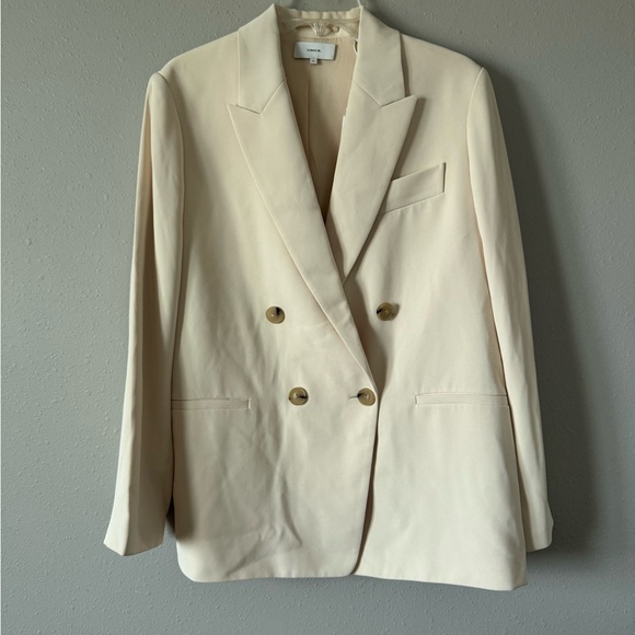 VINCE. Double-breasted recycled-crepe blazer 10 Cream - Picture 5 of 11